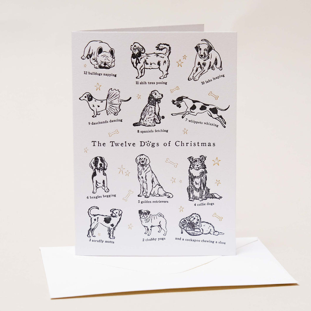 12 Dogs of Christmas Letterpress Christmas Card