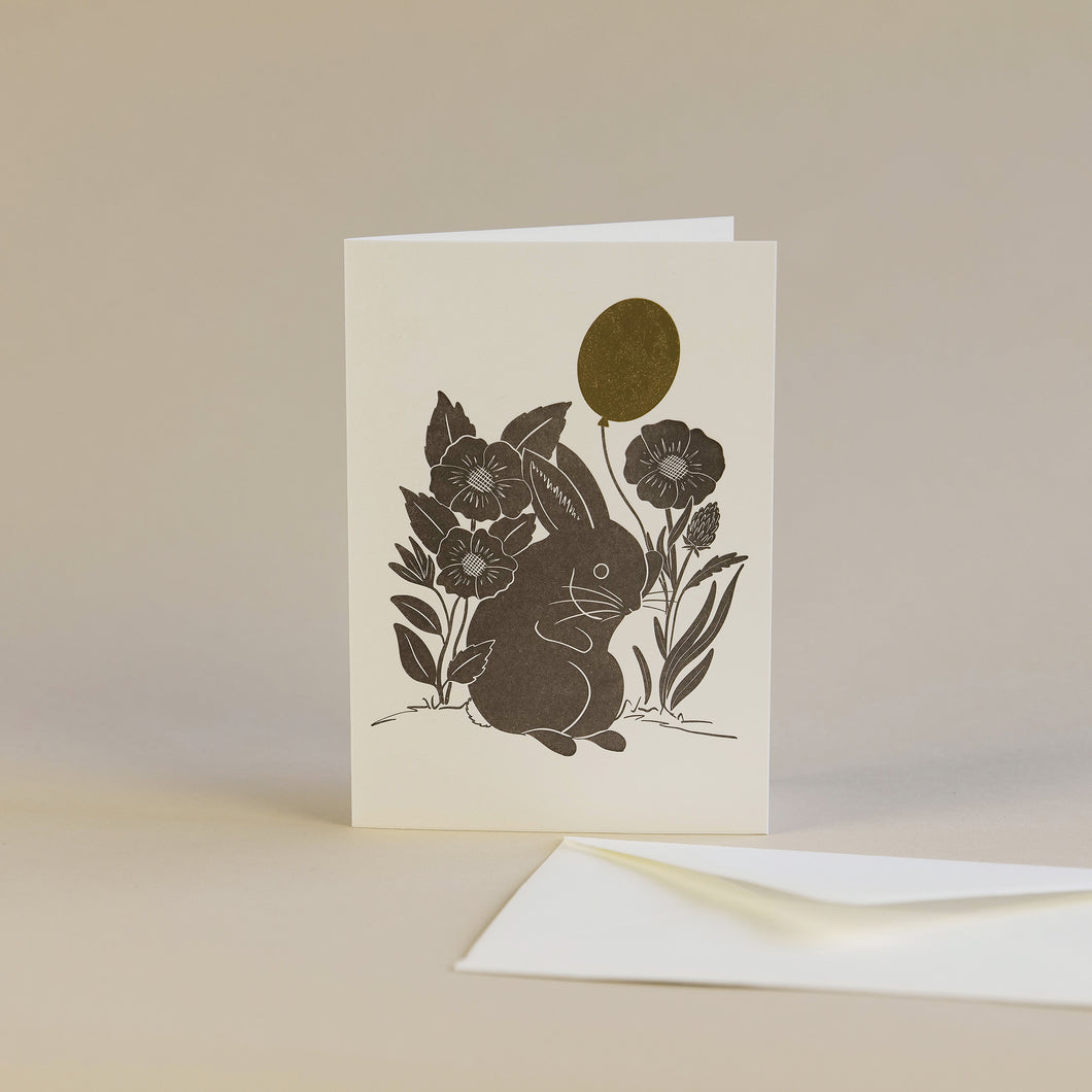 Brown Rabbit Birthday Letterpress and Hot Foil Greetings Card