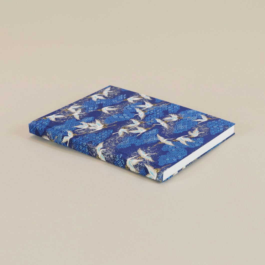 Japanese Paper Notebook - Cranes Navy