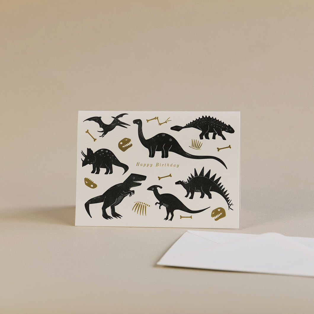 Dinosaur Birthday Letterpress and Hot Foil Greetings Card