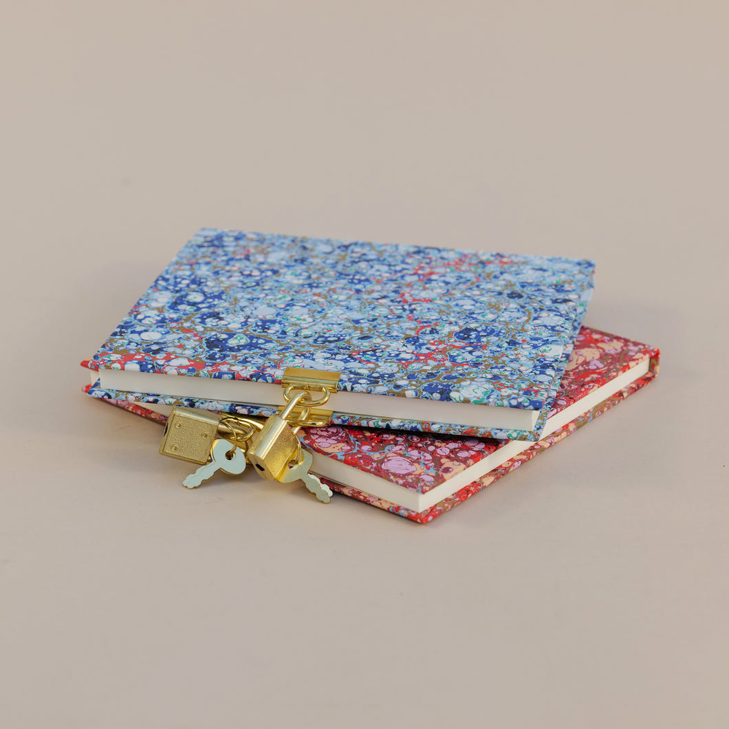 Italian Marbled Paper Lockable Notebook with Keys