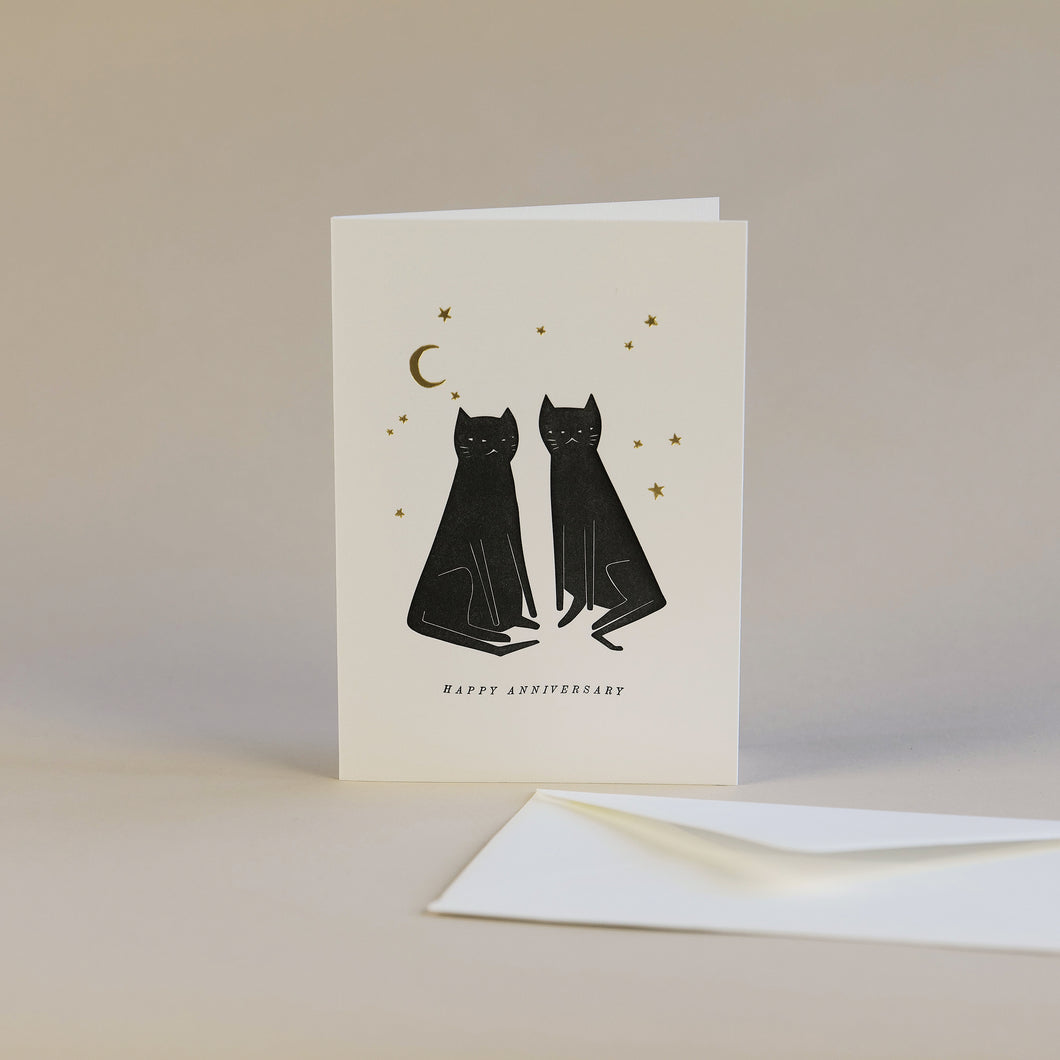 Happy Anniversary Cats Letterpress and Hot Foil Greetings Card