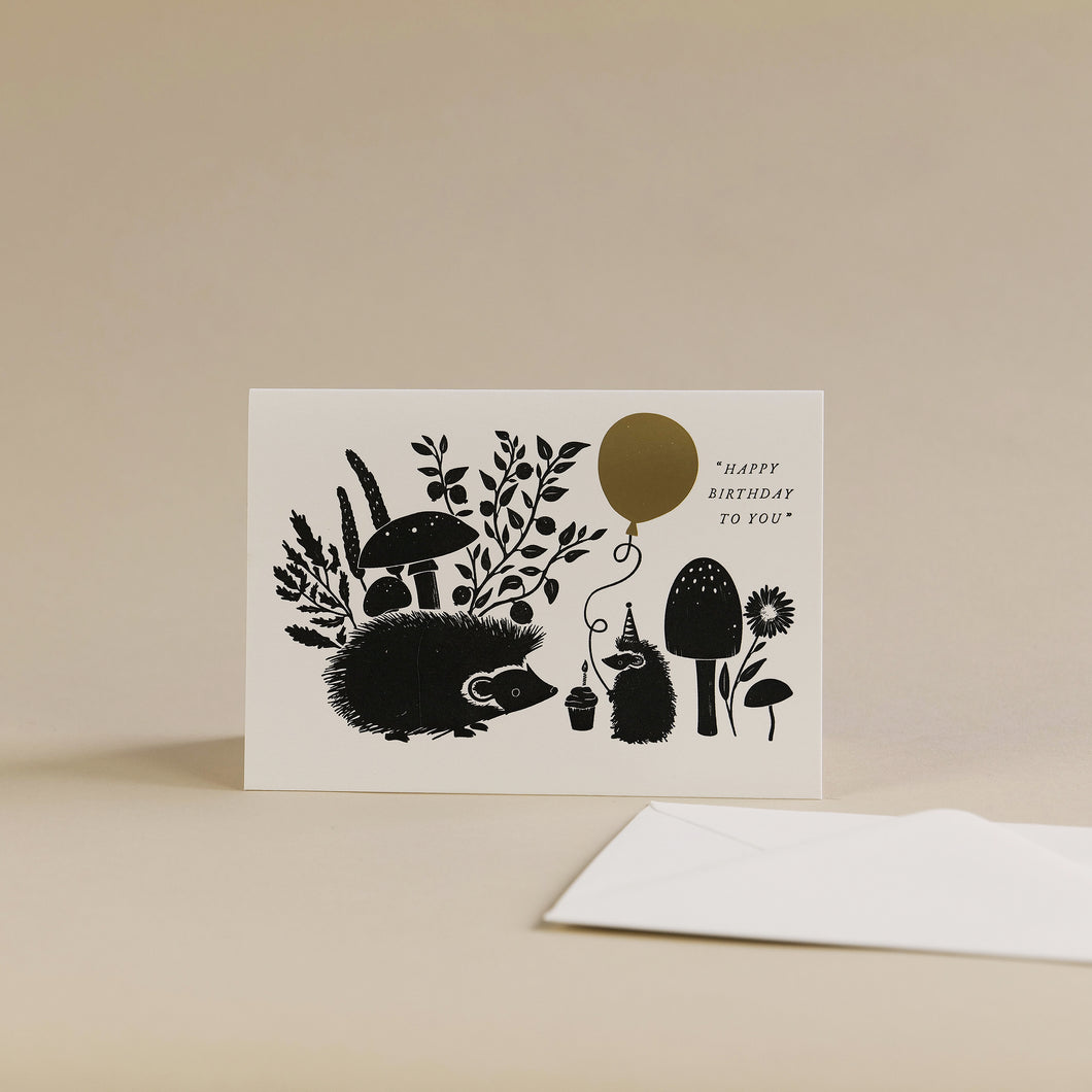 Hedgehog Birthday Letterpress and Hot Foil Greetings Card