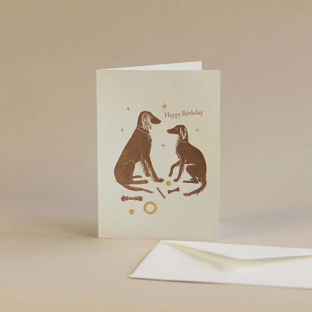 Saluki Dog Birthday Letterpress and Hot Foil Greetings Card