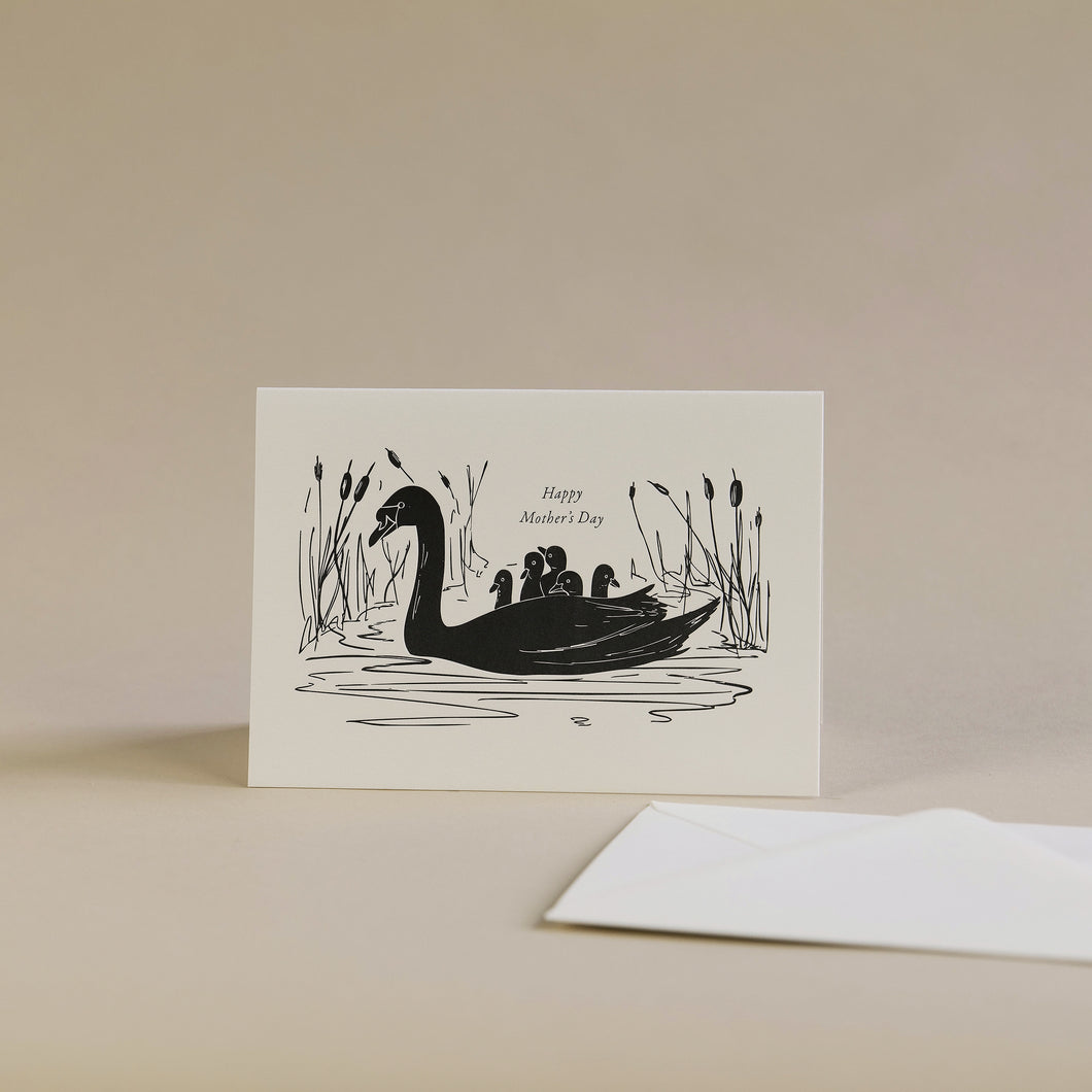 Mother's Day Swans Letterpress Greetings Card