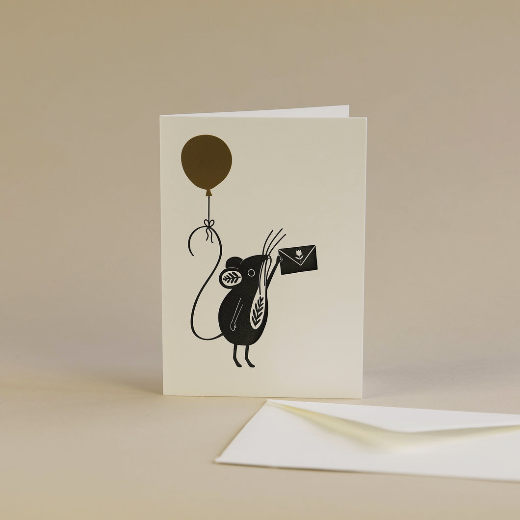 Mouse Birthday Letterpress and Hot Foil Greetings Card
