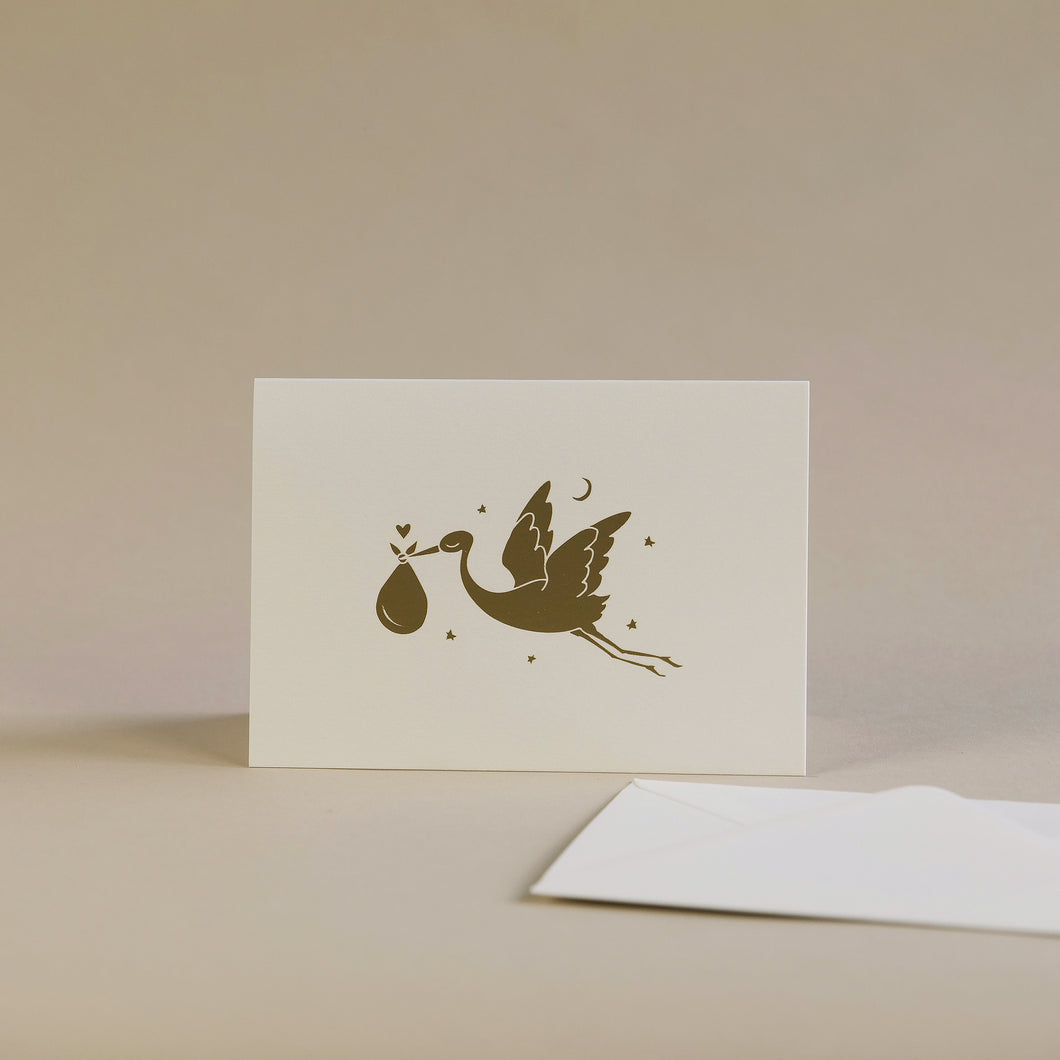 Stork New Baby Hot Foil Greetings Card