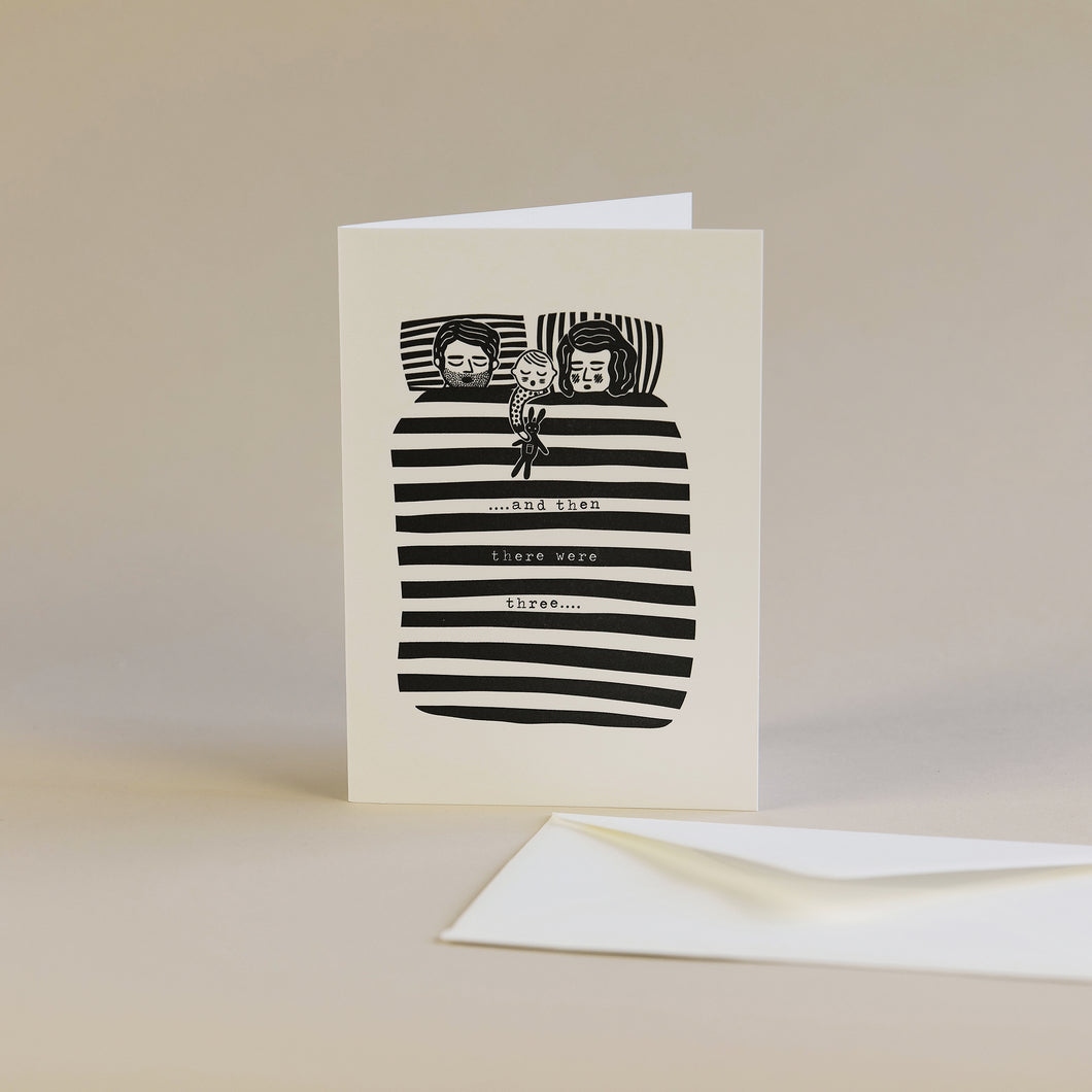 Then There Were Three Letterpress Greetings Card