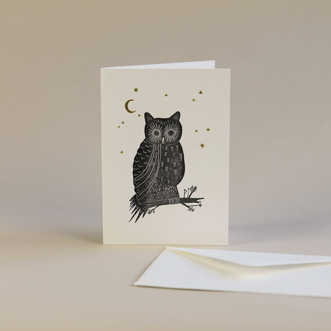 Owl Letterpress and Hot Foil Greetings Card