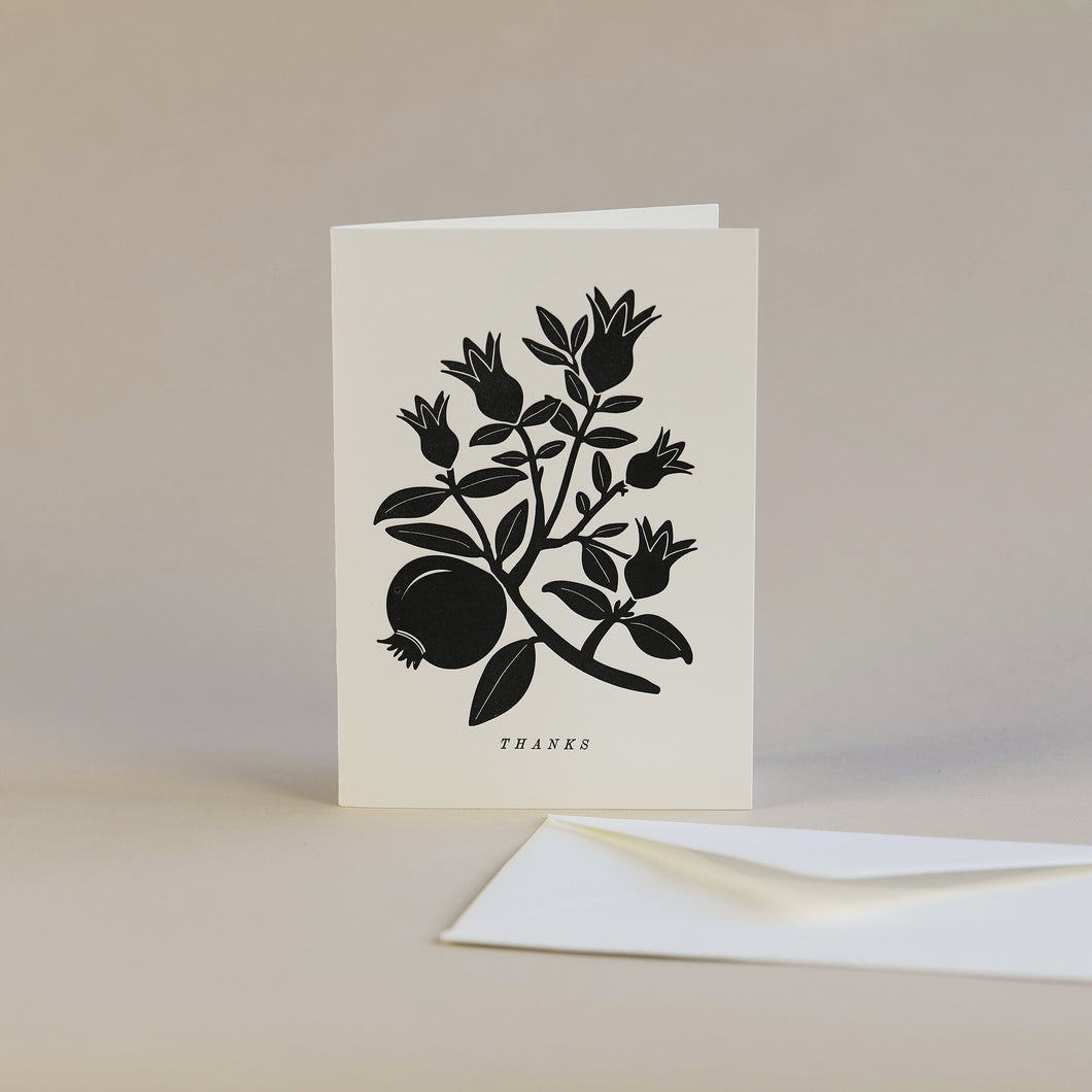 Pomegranate Thank You Letterpress Greetings Card