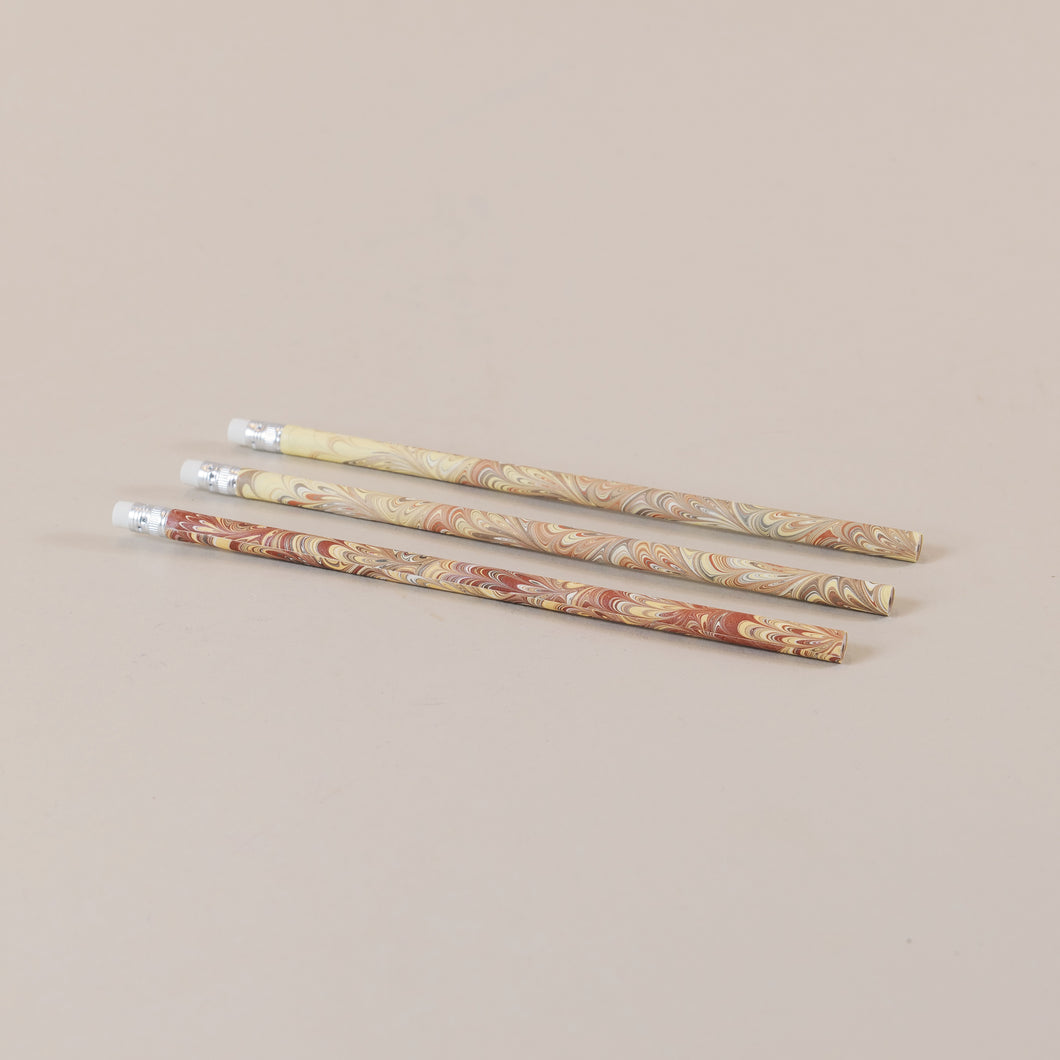 Set of 3 Italian Paper Pencils - Beige Marble