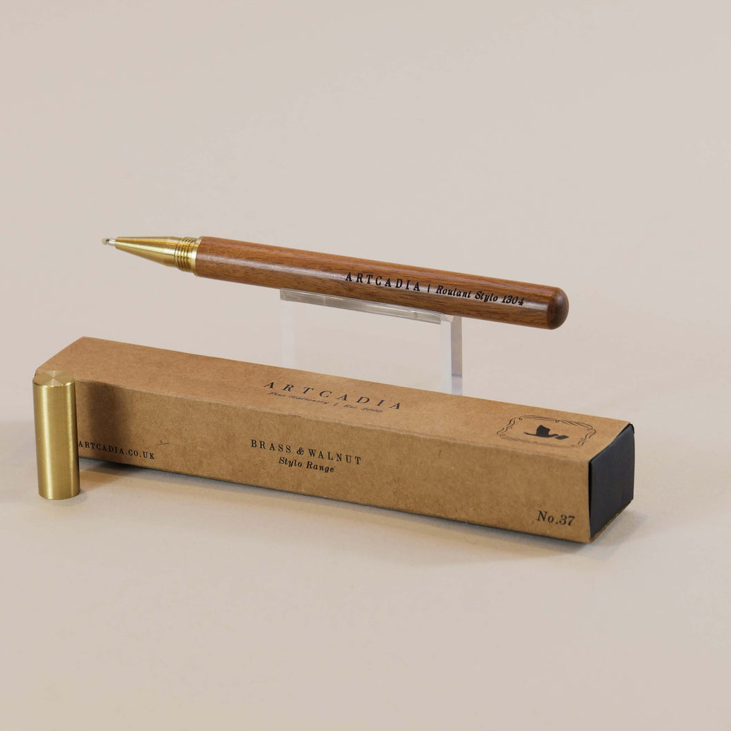 Brass/Walnut Roulant Stylo Pen