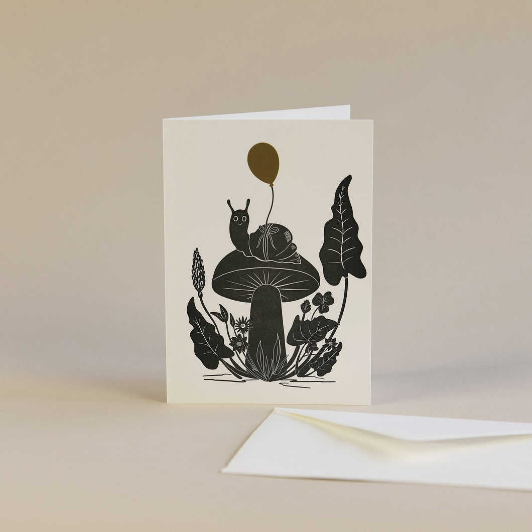 Snail Birthday Letterpress and Hot Foil Greetings Card