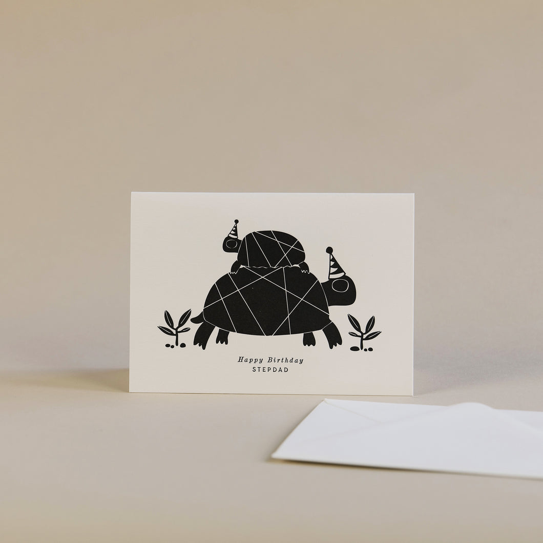 Happy Birthday Step Dad Tortoise Letterpress Greetings Card