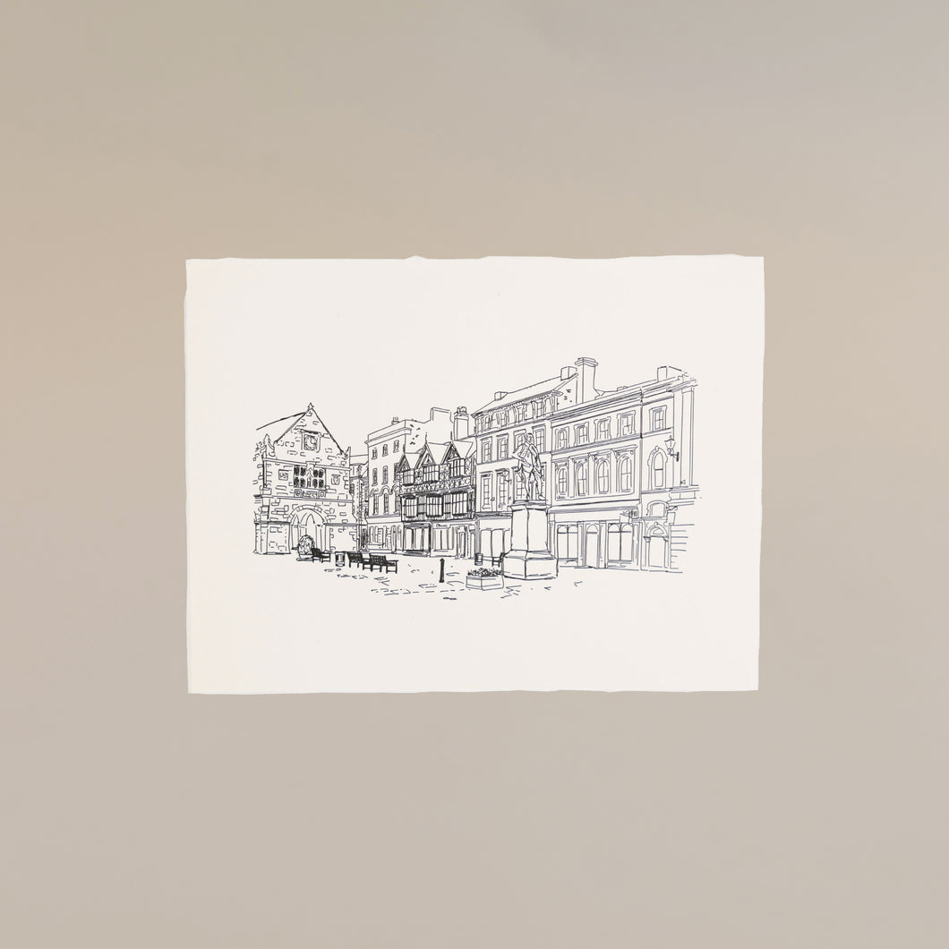 Town Square 15 x 20 Letterpress Art Print