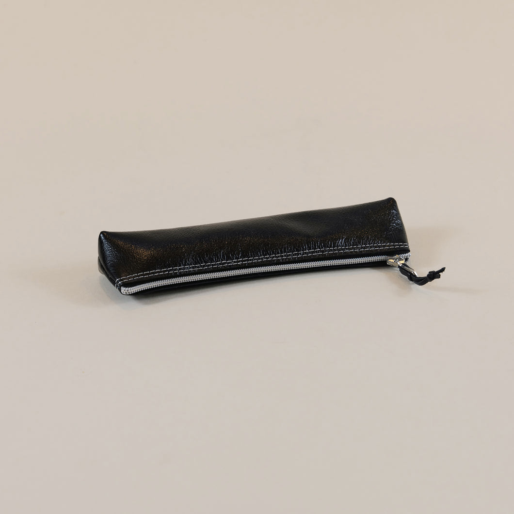 Small Black Leather Pencil Case