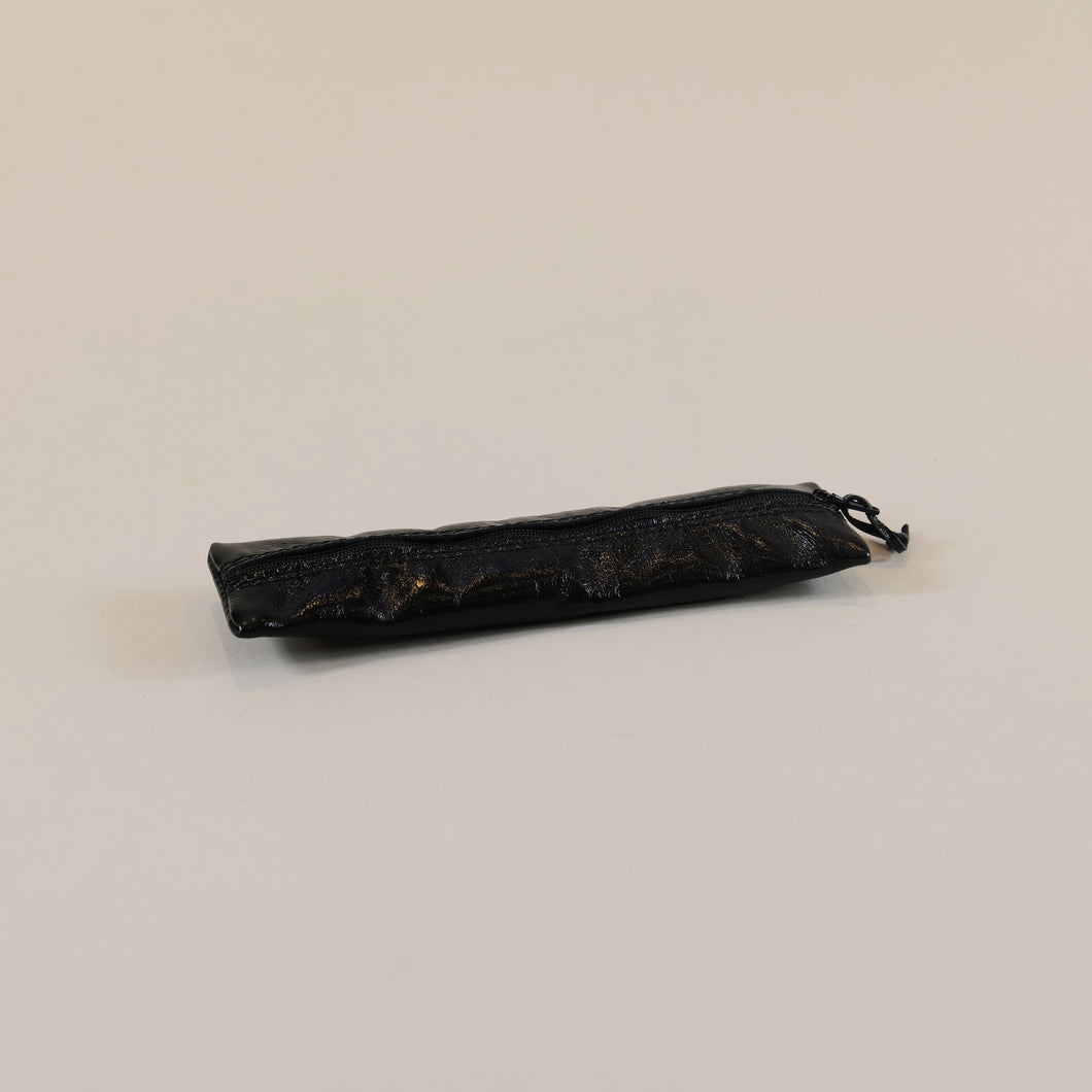 Flat Black Leather Pencil Case