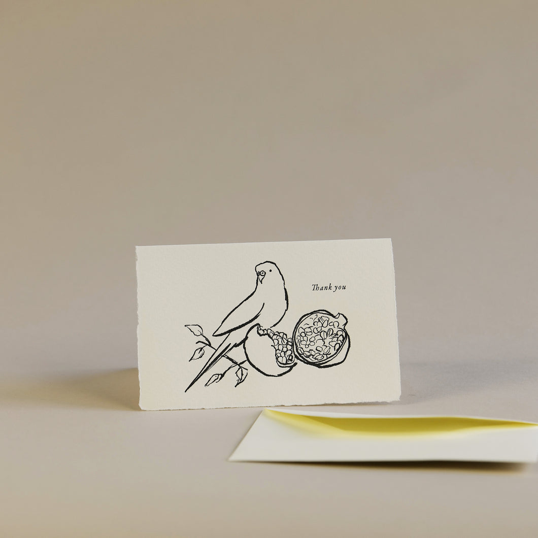 Budgie Thank You Letterpress Greetings Card