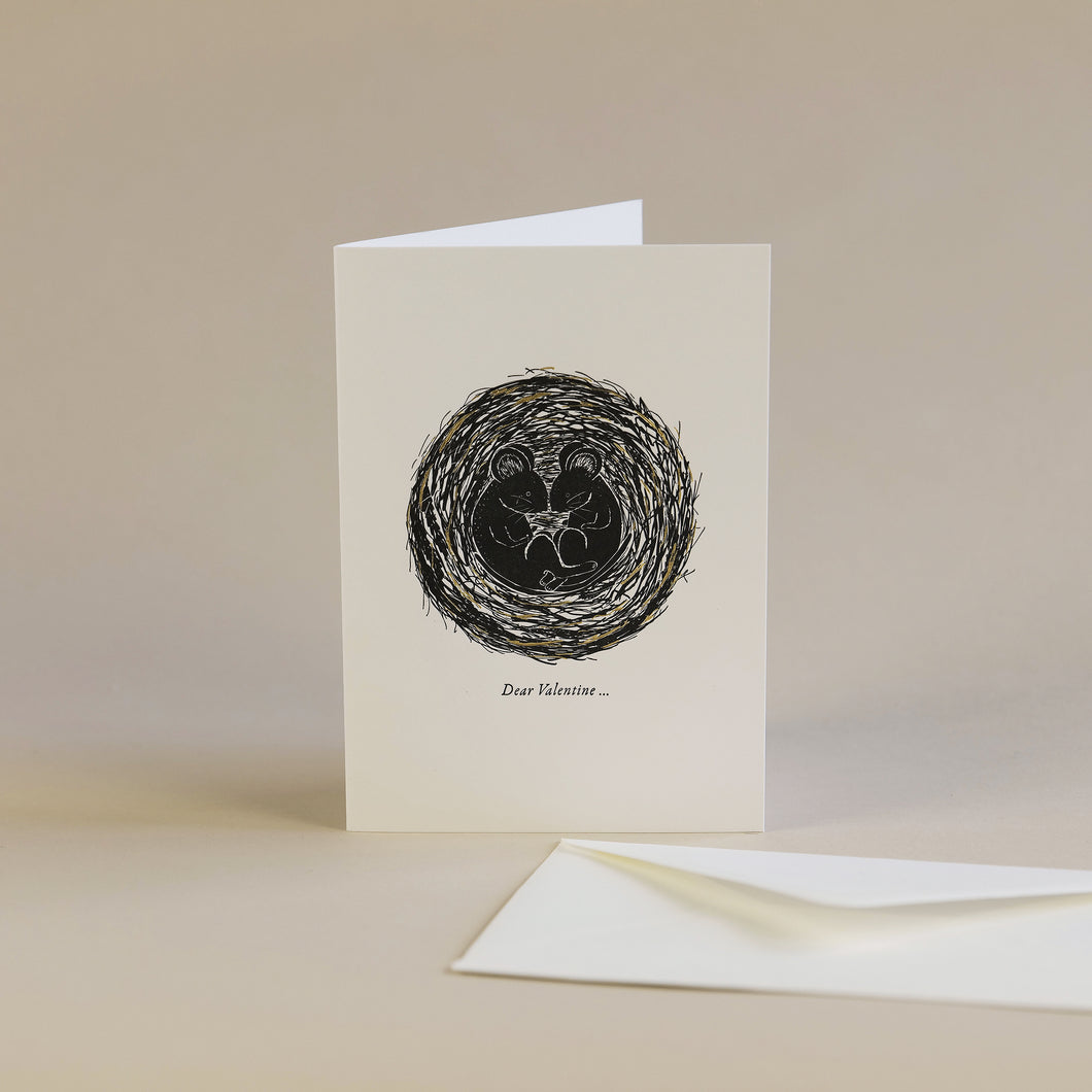 Valentines Mice Letterpress + Foil Greetings Card