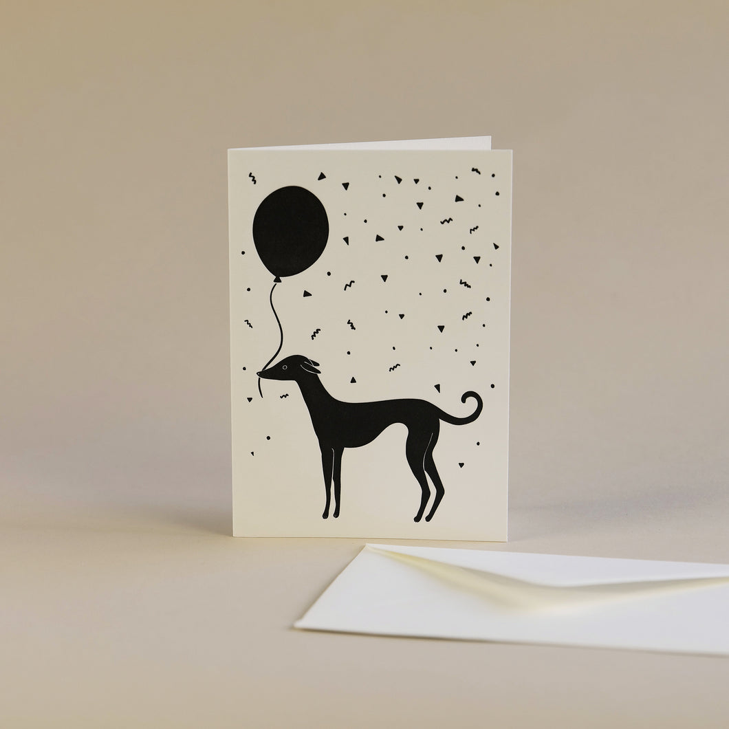 Whippet Dog Birthday Letterpress Greetings Card