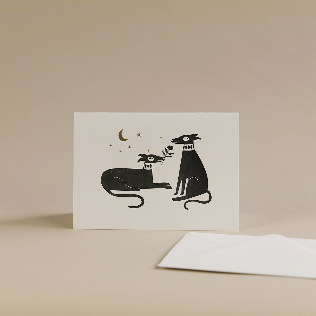 Whippets in Love Letterpress + Foil Greetings Card
