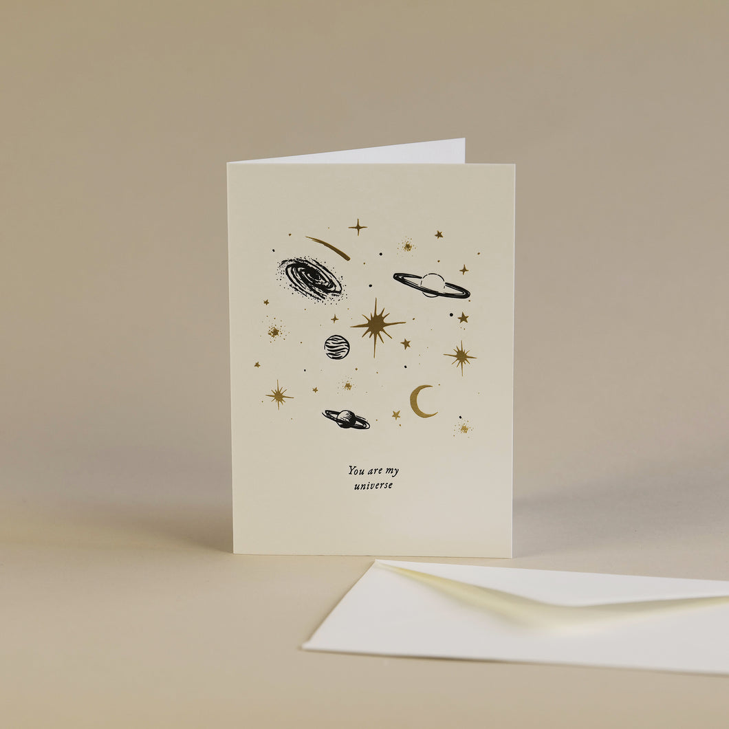 You Are My Universe Letterpress + Foil Greetings Card